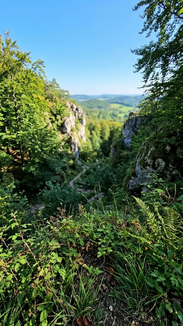 Blick durch die Felsenschlucht an der Steige bei Gosbach